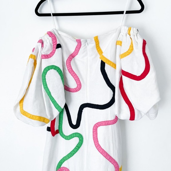 Mara Hoffman Namari off-the-shoulder appliquéd midi dress puff sleeves - Picture 6 of 11